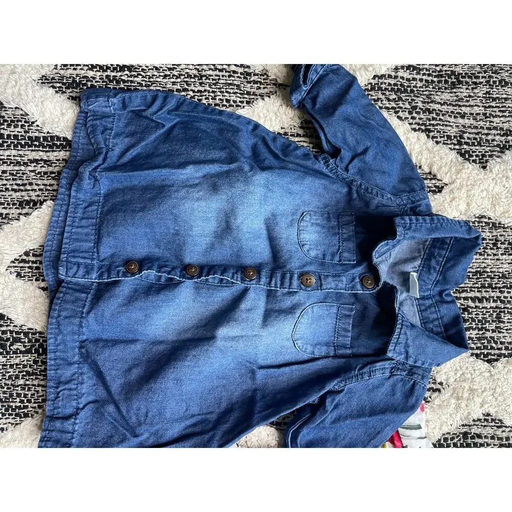 Old Navy Floral and Denim Shirt baby girl size 0-3mo bundle